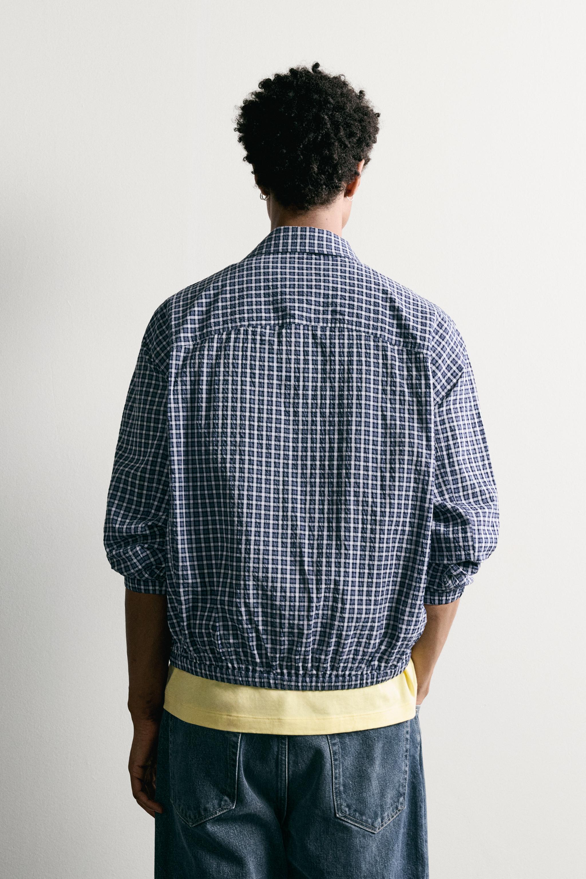 TEXTURED PLAID OVERSHIRT